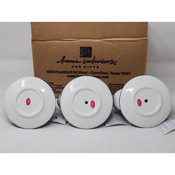 New Home Interiors Set Of 3 Snowmen Tea Light Candle Holders In‎ Original Box - Picture 9 of 11